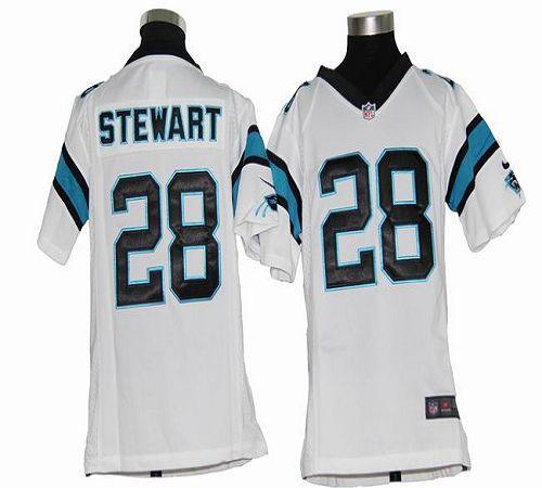 Youth Nike NFL White Carolina Panthers 28 Jonathan Stewart Game Jerseys